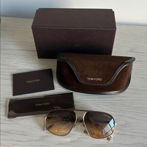 NWT Tom Ford FT1019 Maxwell 28F Rose Gold-Blonde Havana/Brown Sunglasses